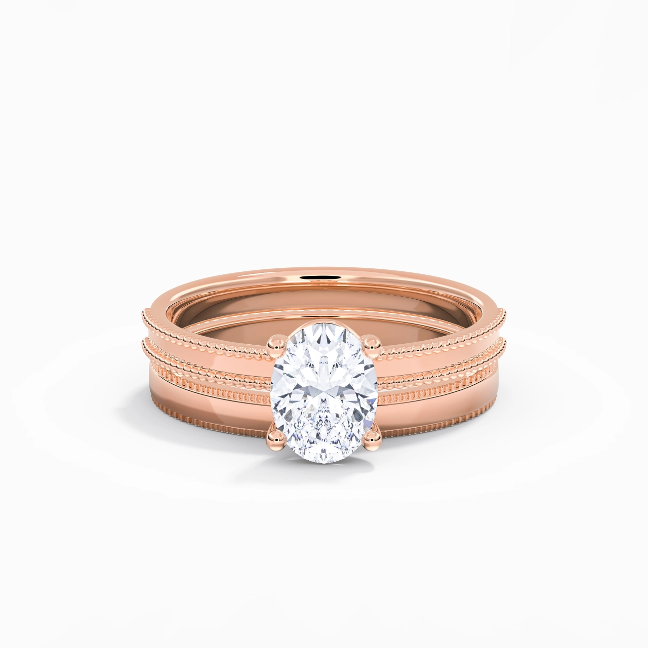 18K Rose Gold Moissanite Bridal Set
