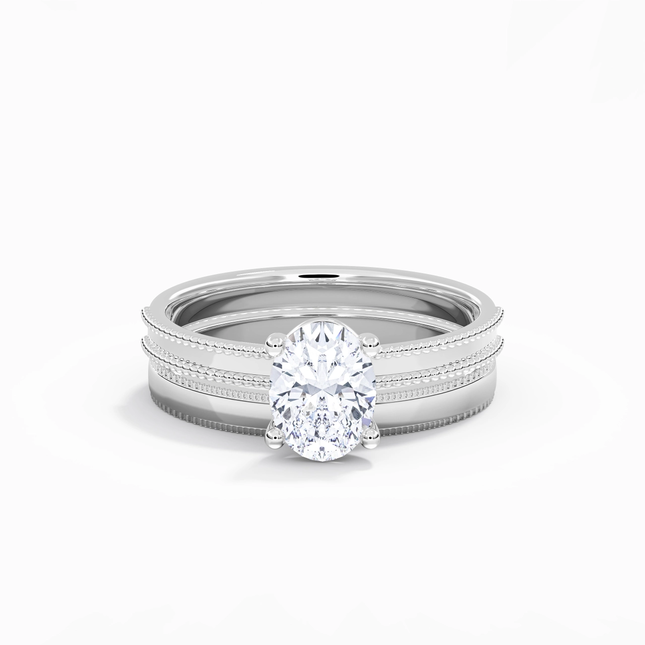 14K White Gold Moissanite Bridal Set