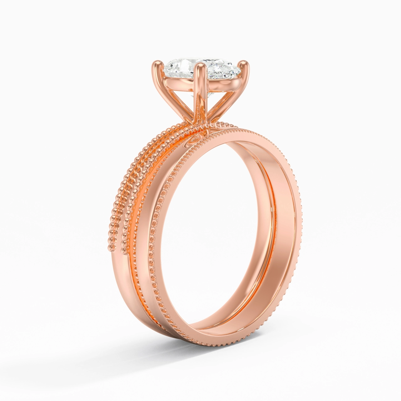 18K Rose Gold Moissanite Bridal Set