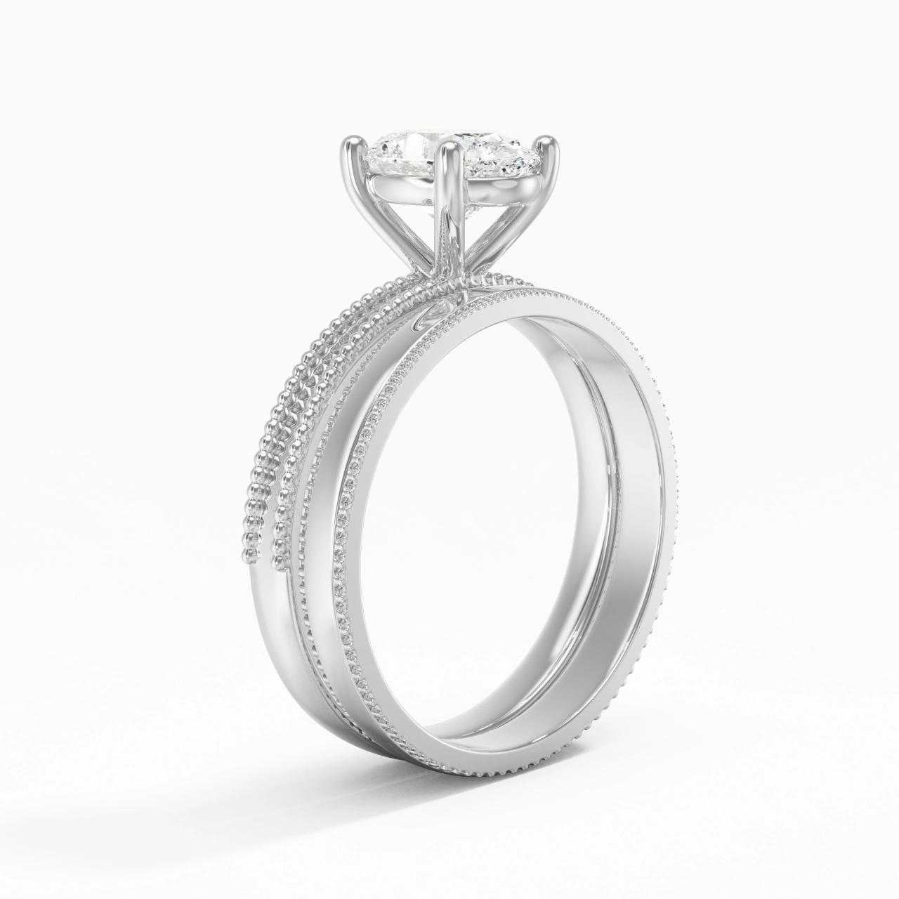 14K White Gold Moissanite Bridal Set