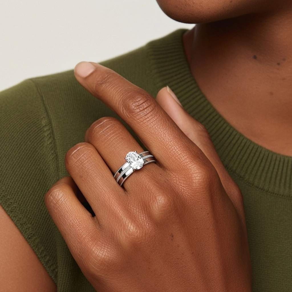 14K White Gold Moissanite Bridal Set