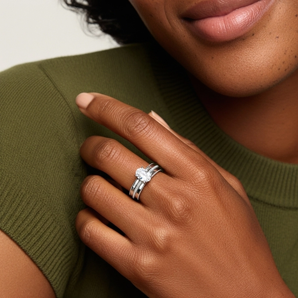 14K White Gold Moissanite Bridal Set