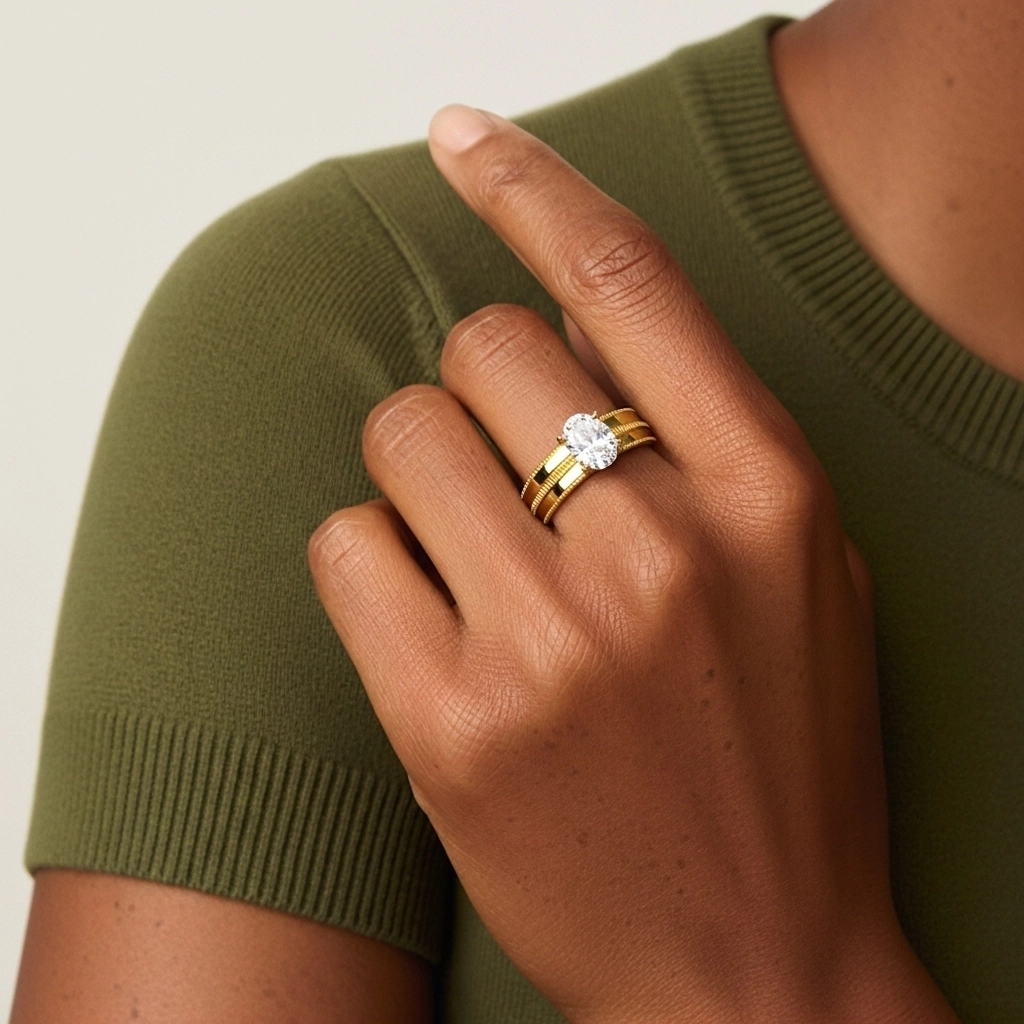 18K Gold Moissanite Bridal Set