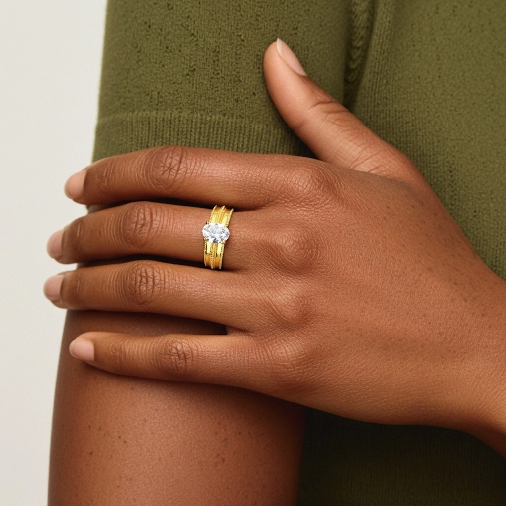 18K Gold Moissanite Bridal Set