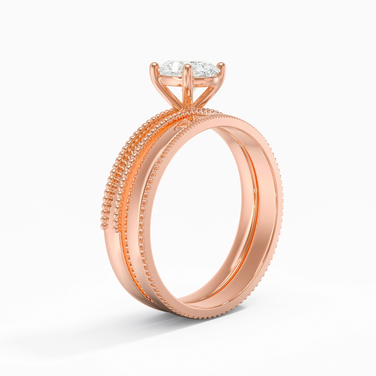 14K Rose Gold Moissanite Bridal Set