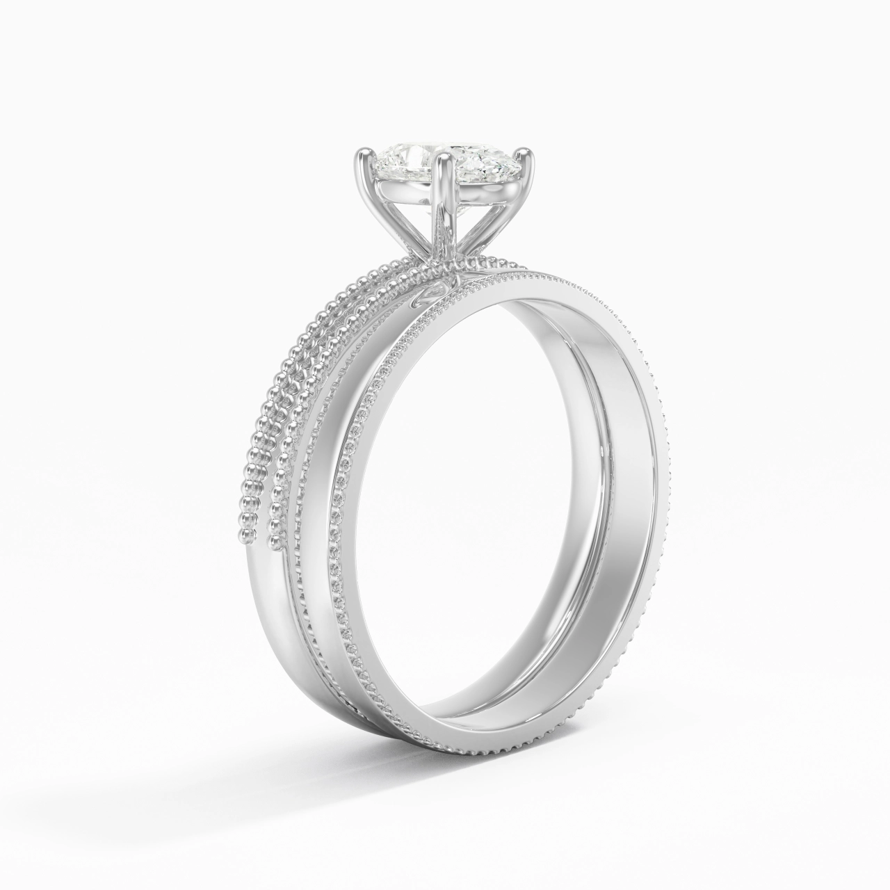 14K White Gold Moissanite Bridal Set