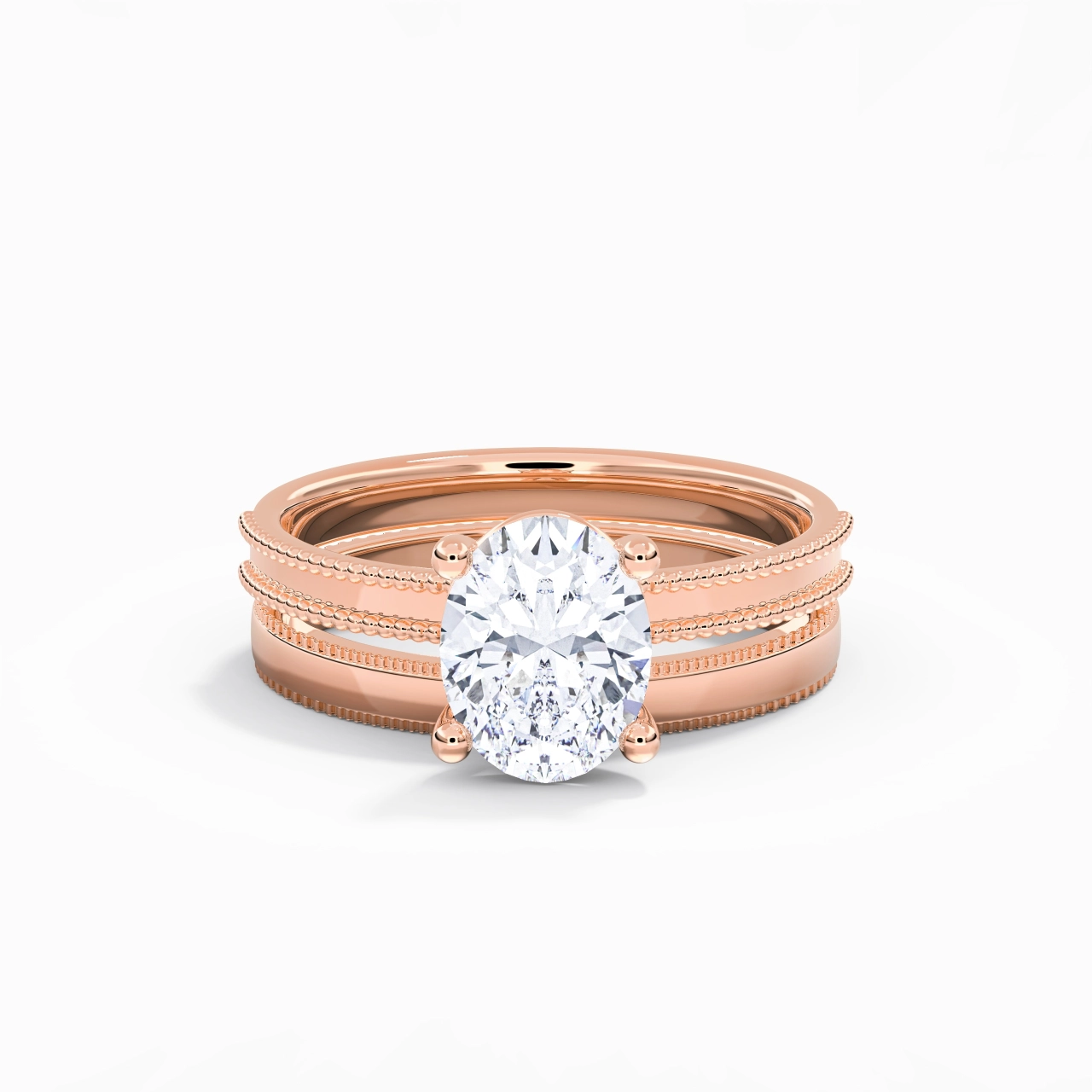 14K Rose Gold Moissanite Bridal Set