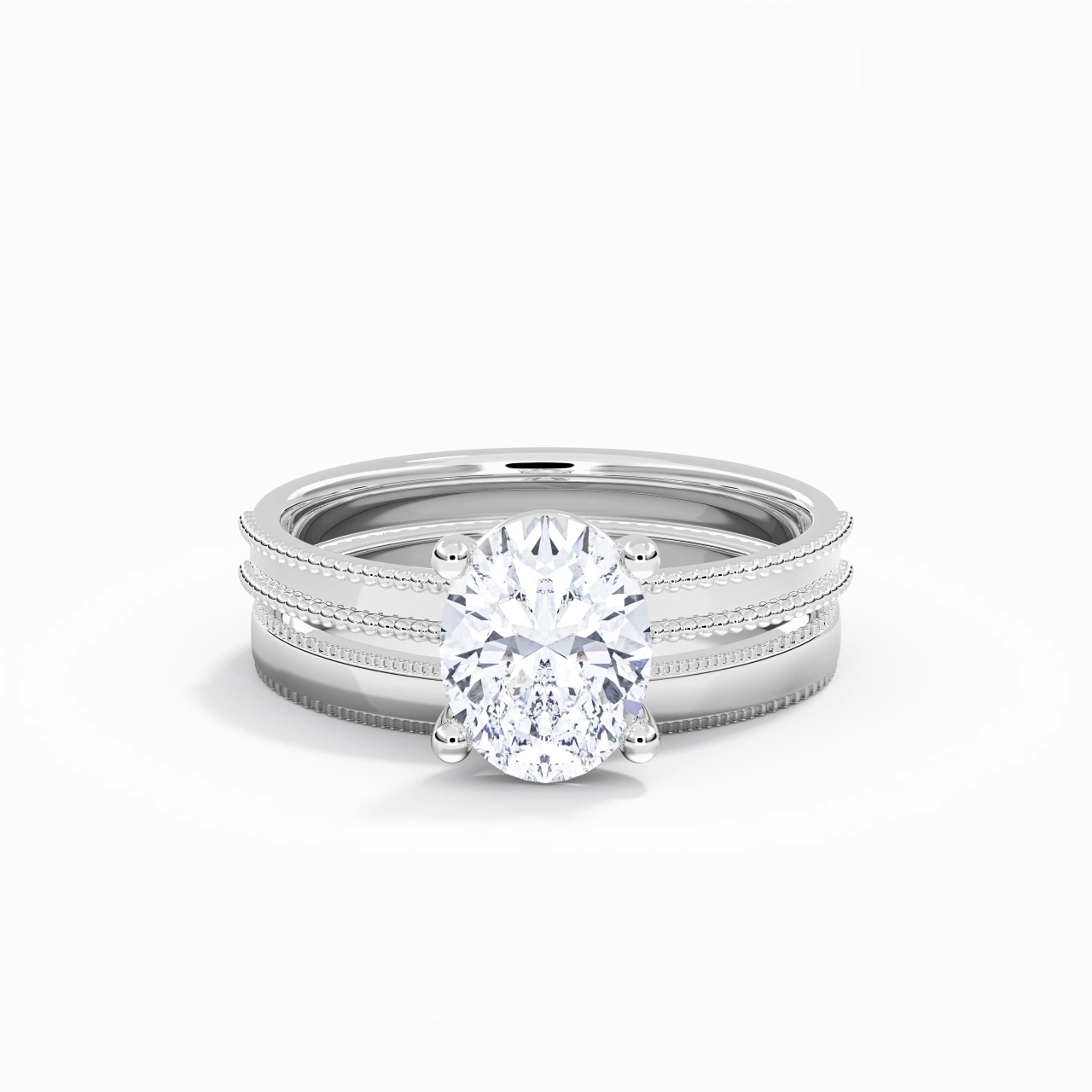 14K White Gold Moissanite Bridal Set
