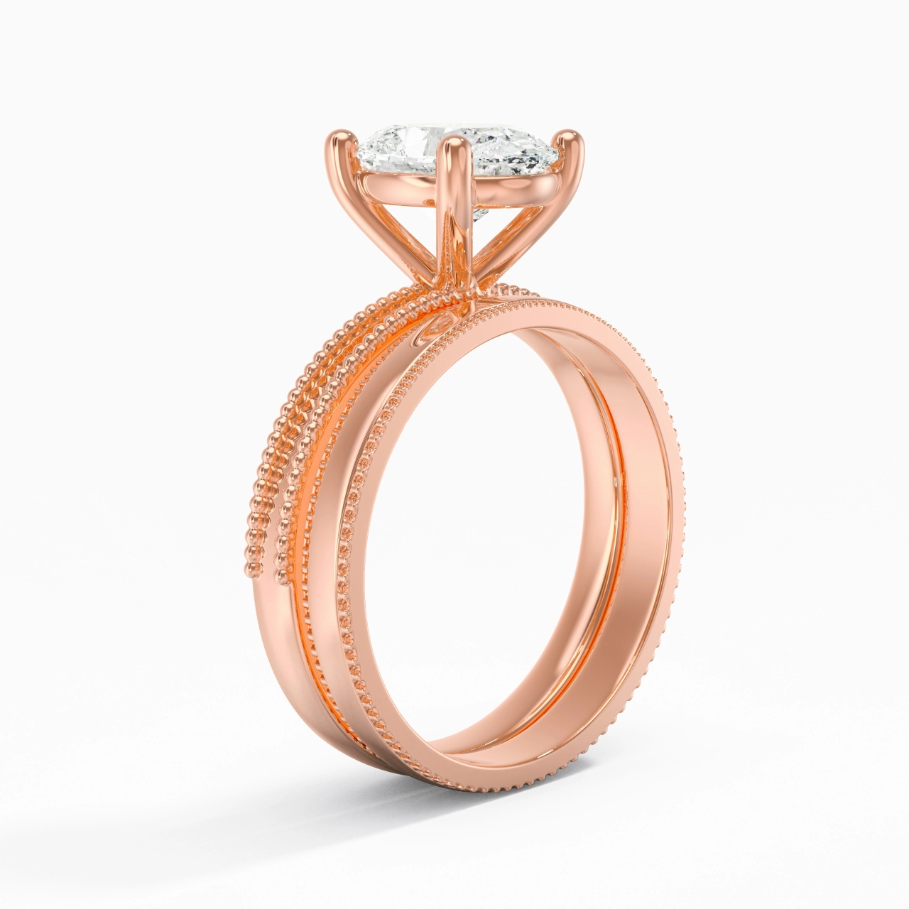 14K Rose Gold Moissanite Bridal Set