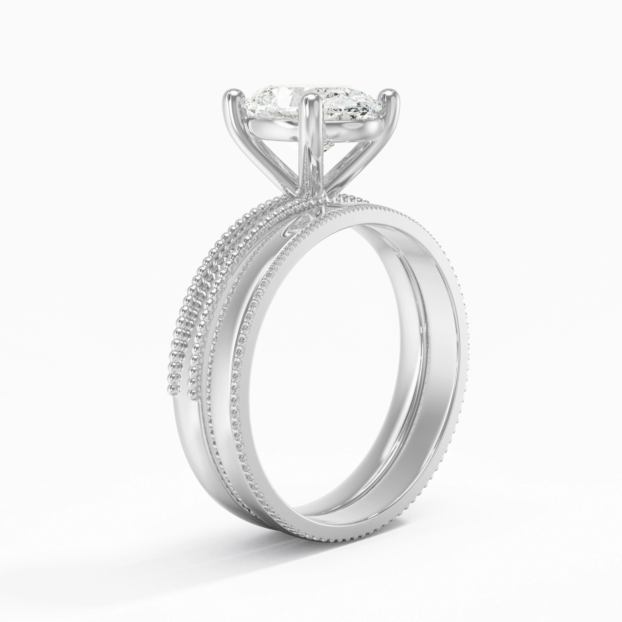 14K White Gold Moissanite Bridal Set