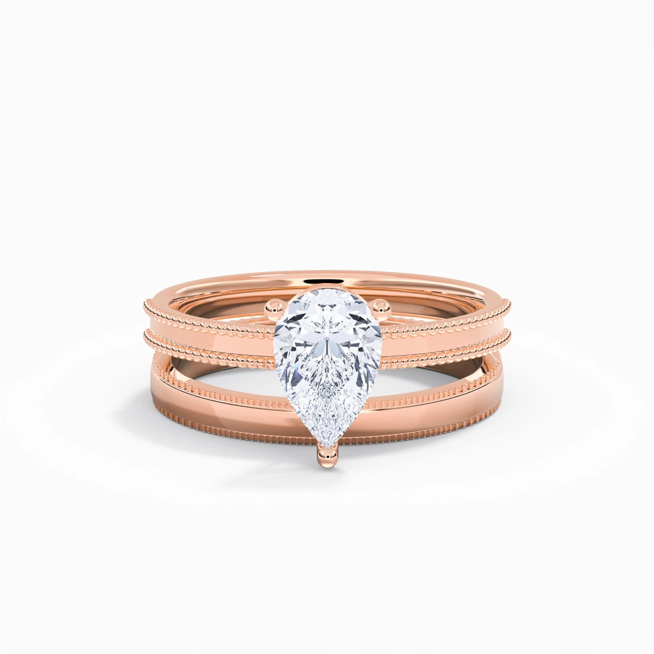 18K Rose Gold Moissanite Bridal Set