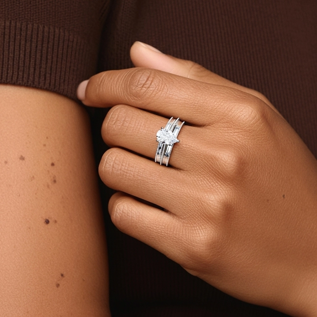 14K White Gold Moissanite Bridal Set