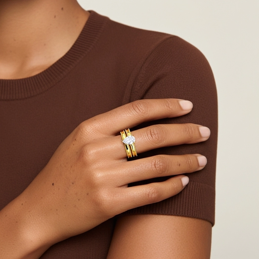 18K Gold Moissanite Bridal Set