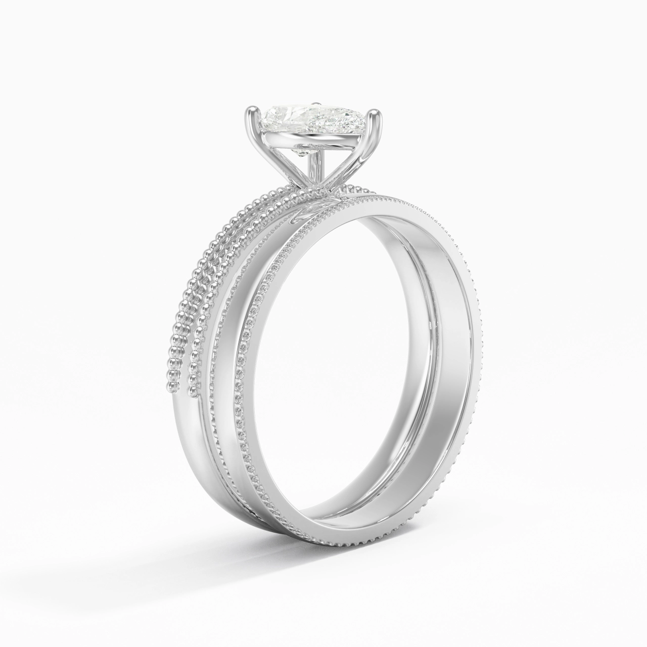 14K White Gold Moissanite Bridal Set