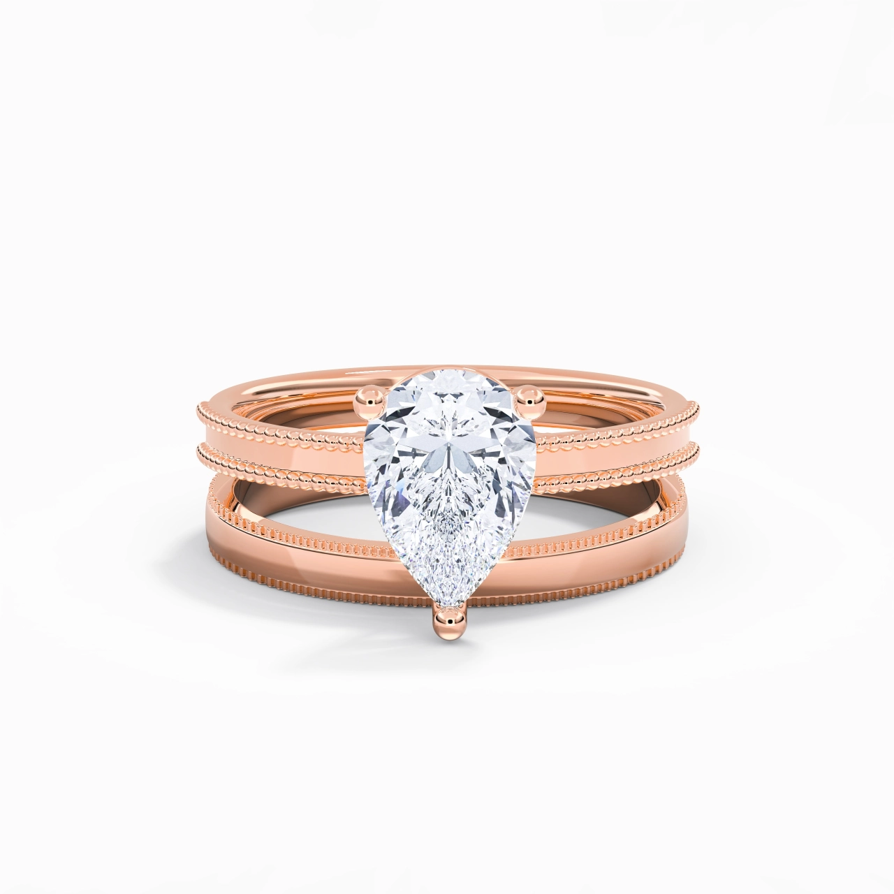 18K Rose Gold Moissanite Bridal Set