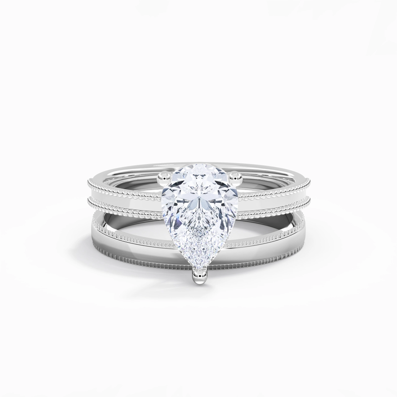 14K White Gold Moissanite Bridal Set