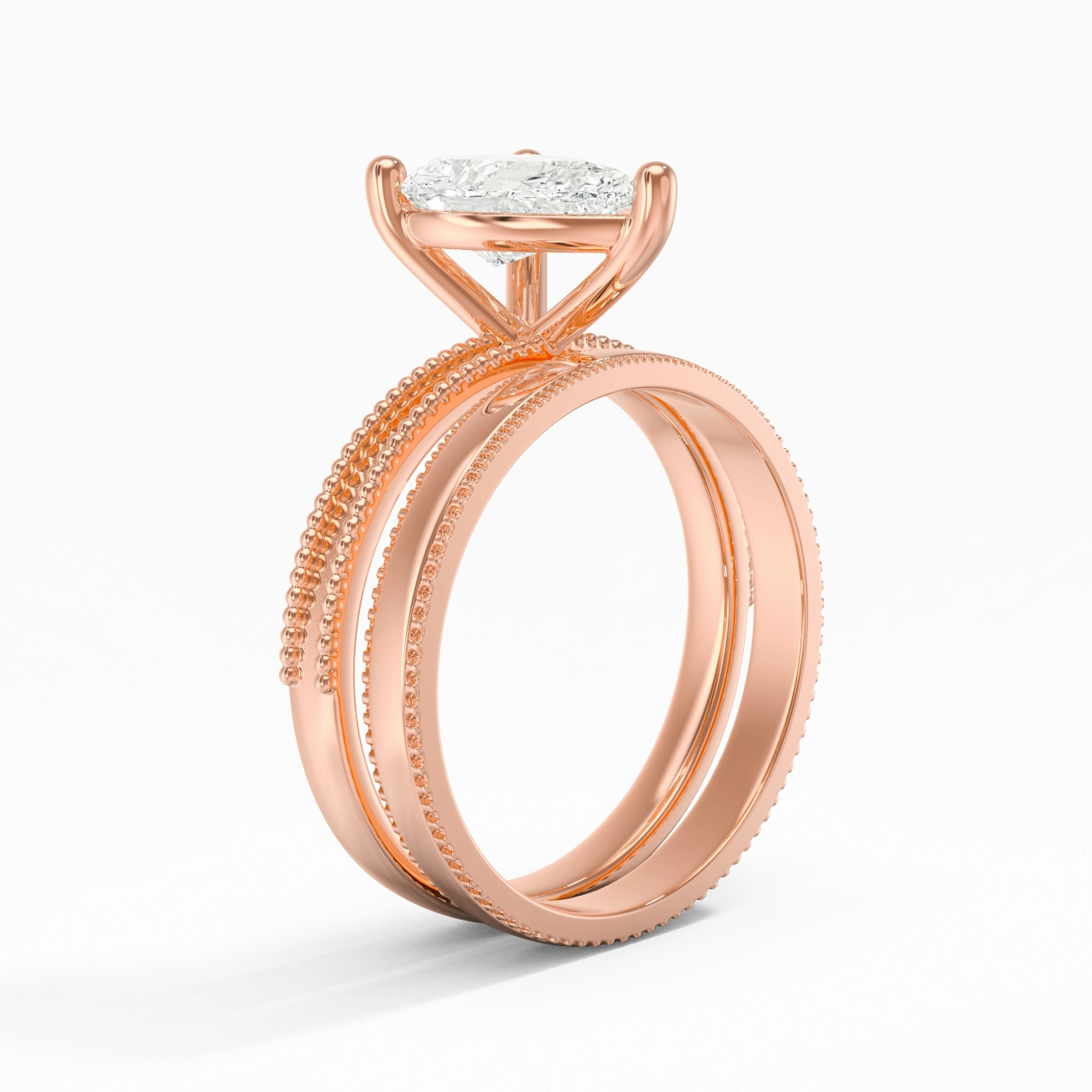 18K Rose Gold Moissanite Bridal Set