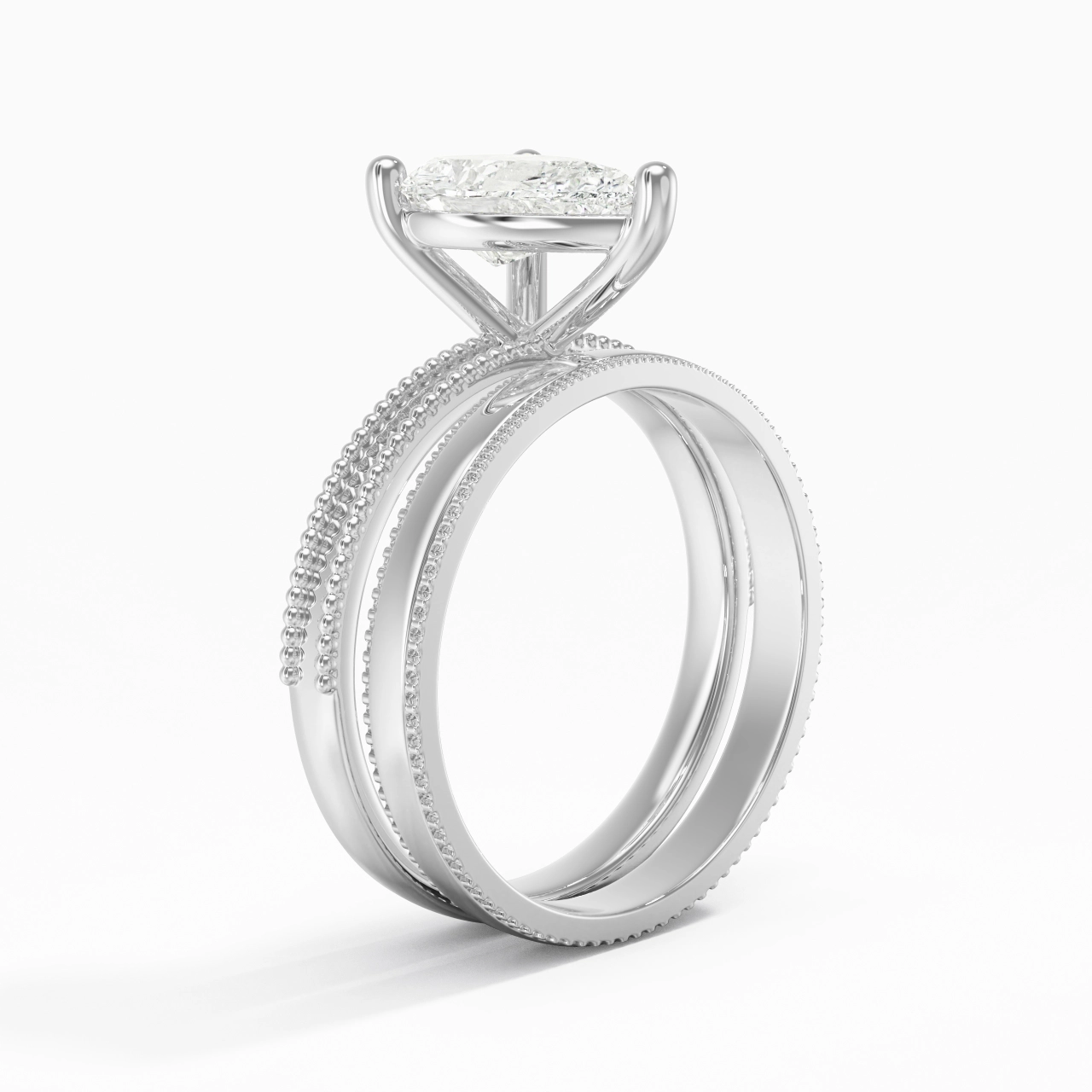 14K White Gold Moissanite Bridal Set