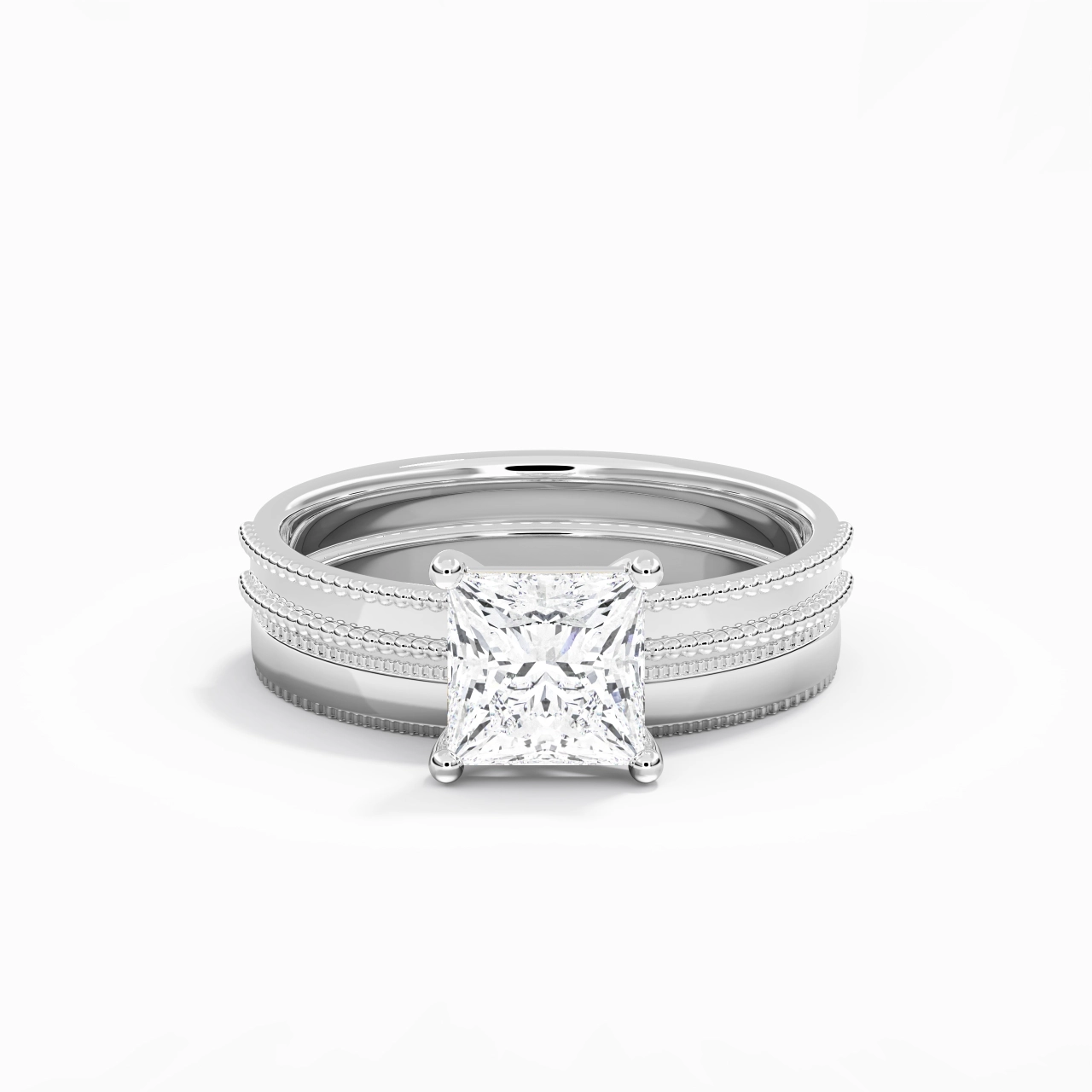 14K White Gold Moissanite Bridal Set
