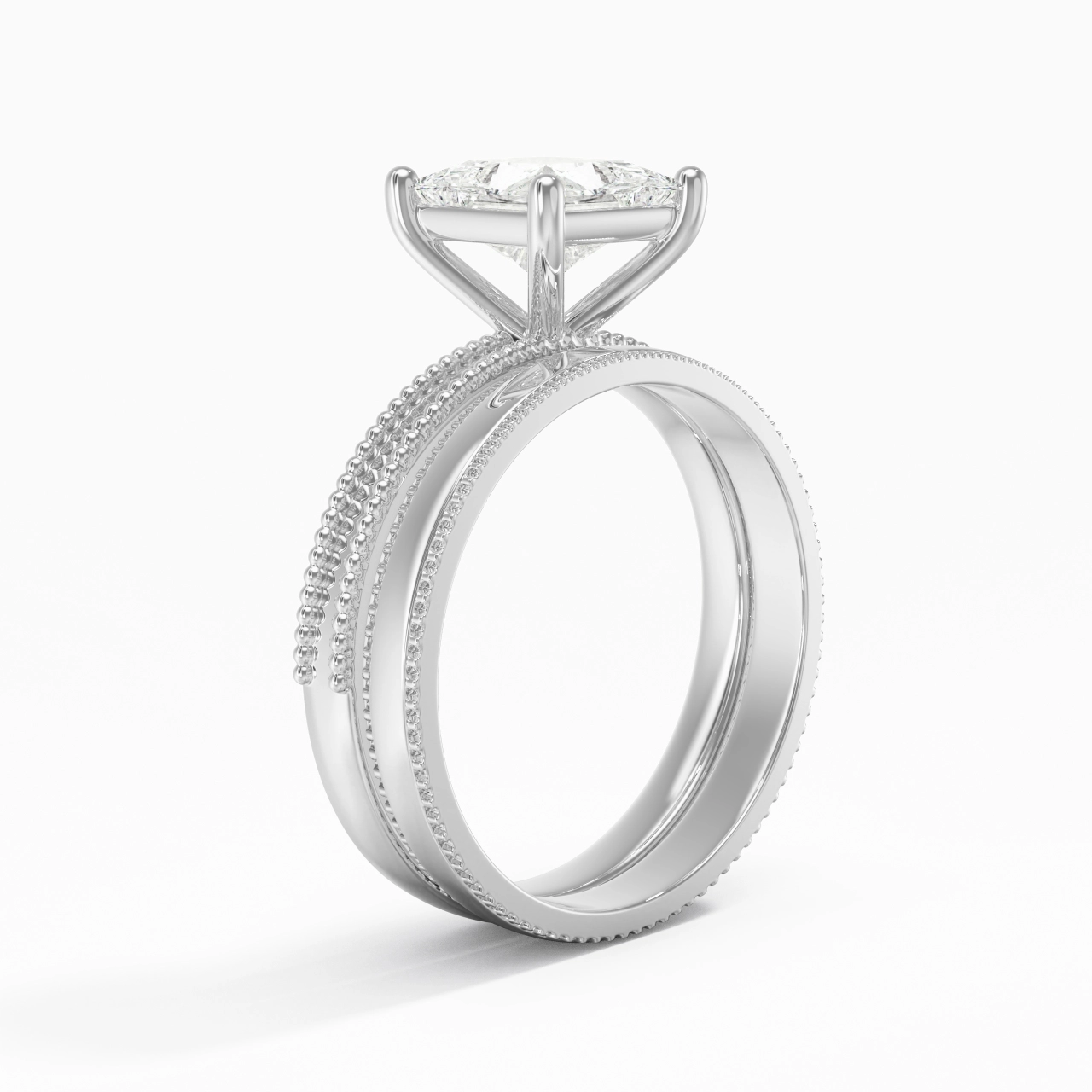 14K White Gold Moissanite Bridal Set