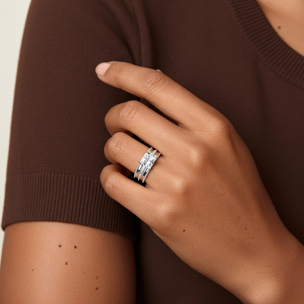 14K White Gold Moissanite Bridal Set