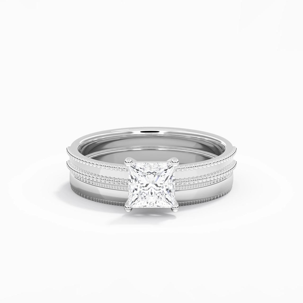 14K White Gold Moissanite Bridal Set