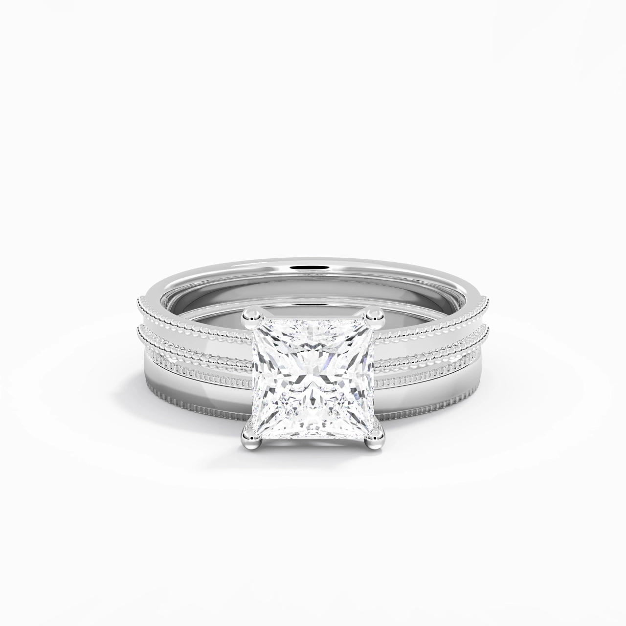 14K White Gold Moissanite Bridal Set