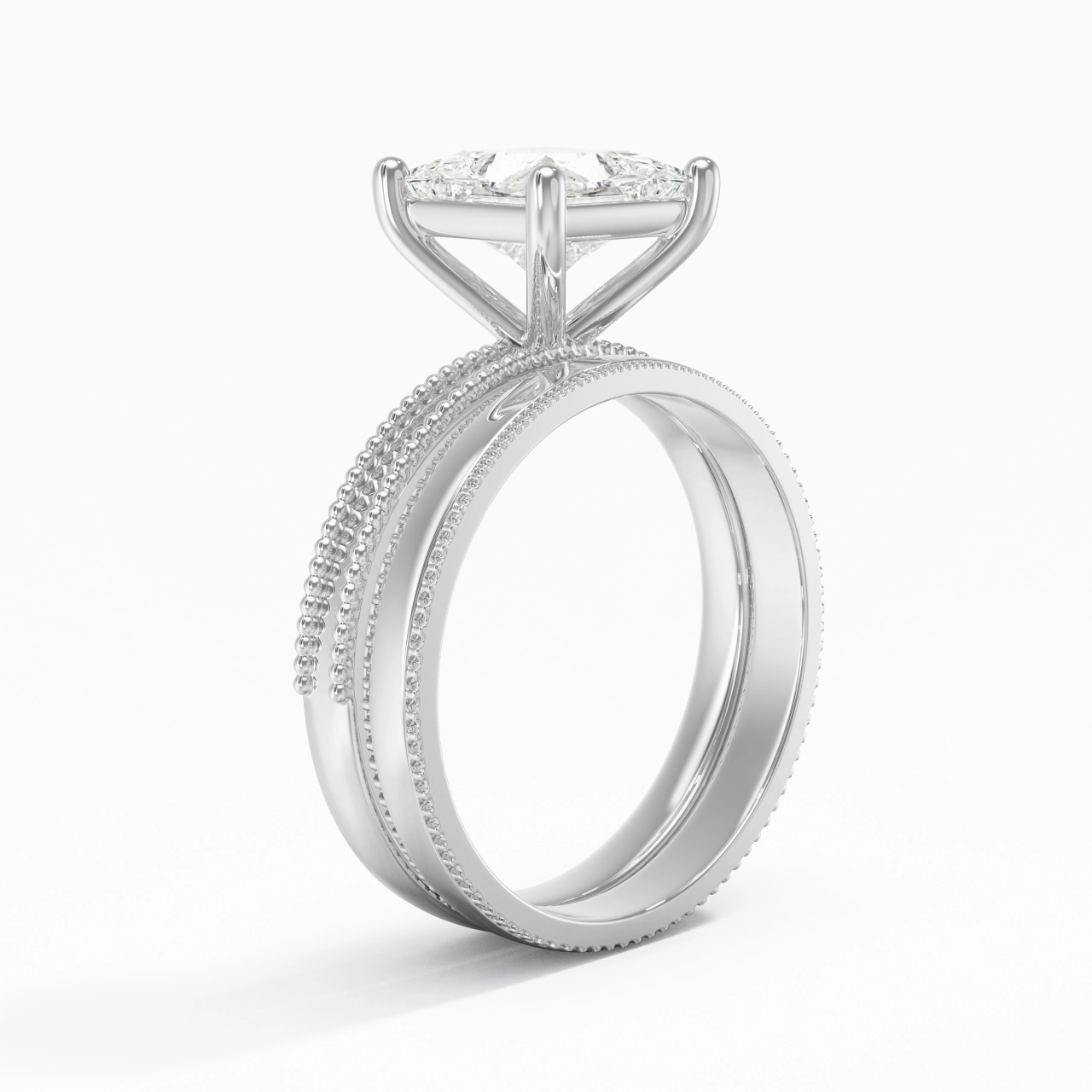 14K White Gold Moissanite Bridal Set