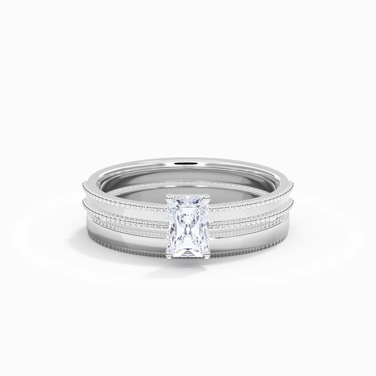 14K White Gold Moissanite Bridal Set