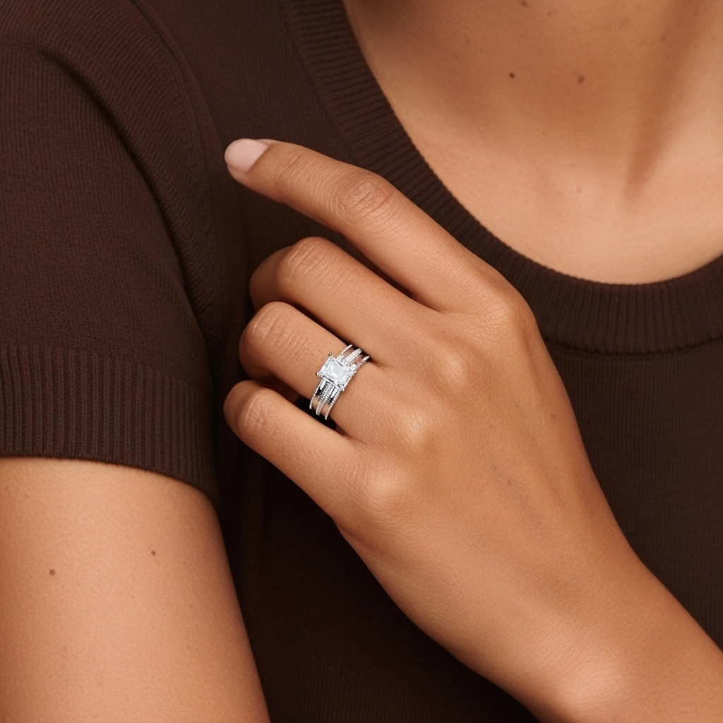 14K White Gold Moissanite Bridal Set