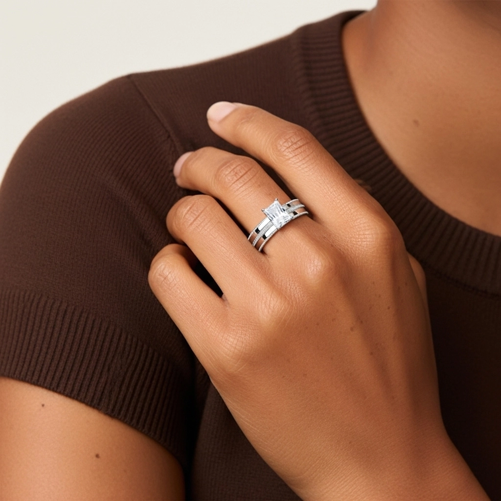 14K White Gold Moissanite Bridal Set