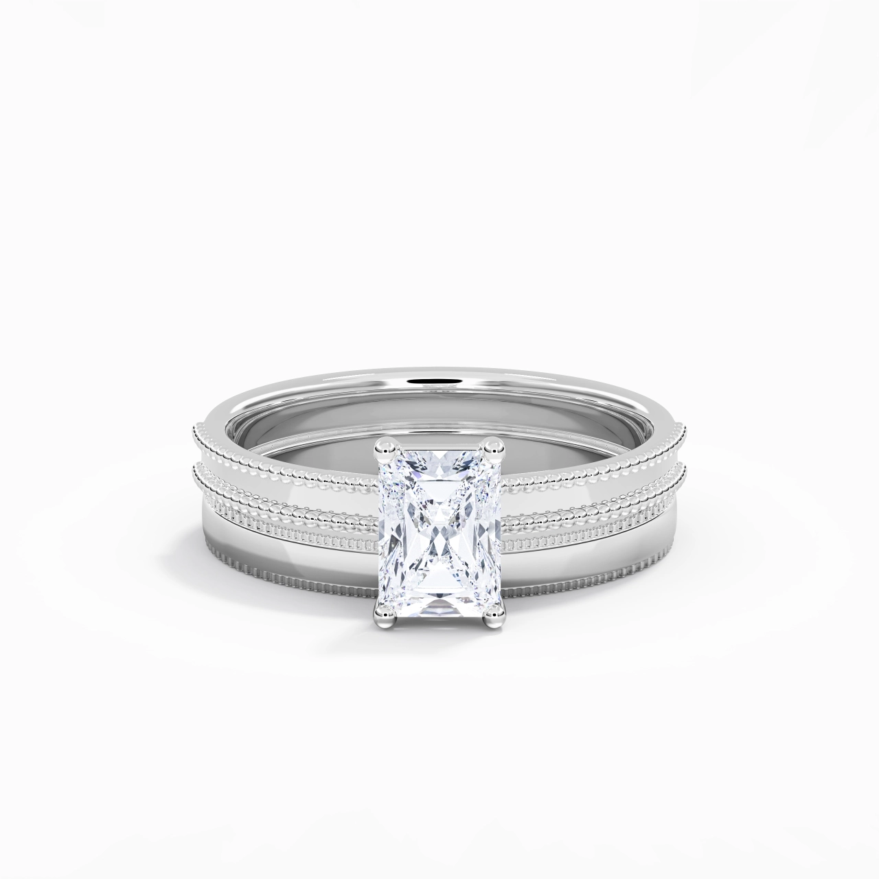 14K White Gold Moissanite Bridal Set
