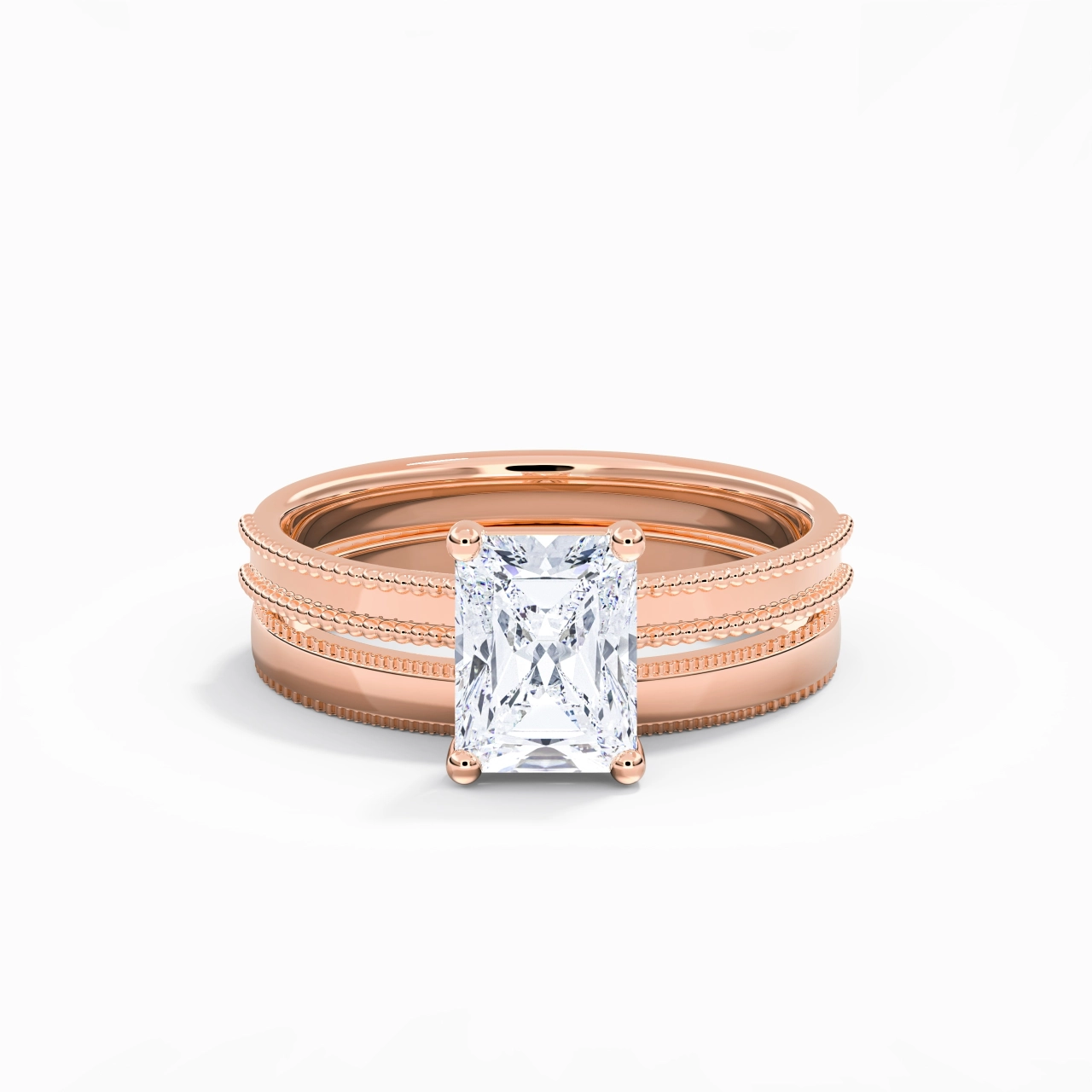 18K Rose Gold Moissanite Bridal Set