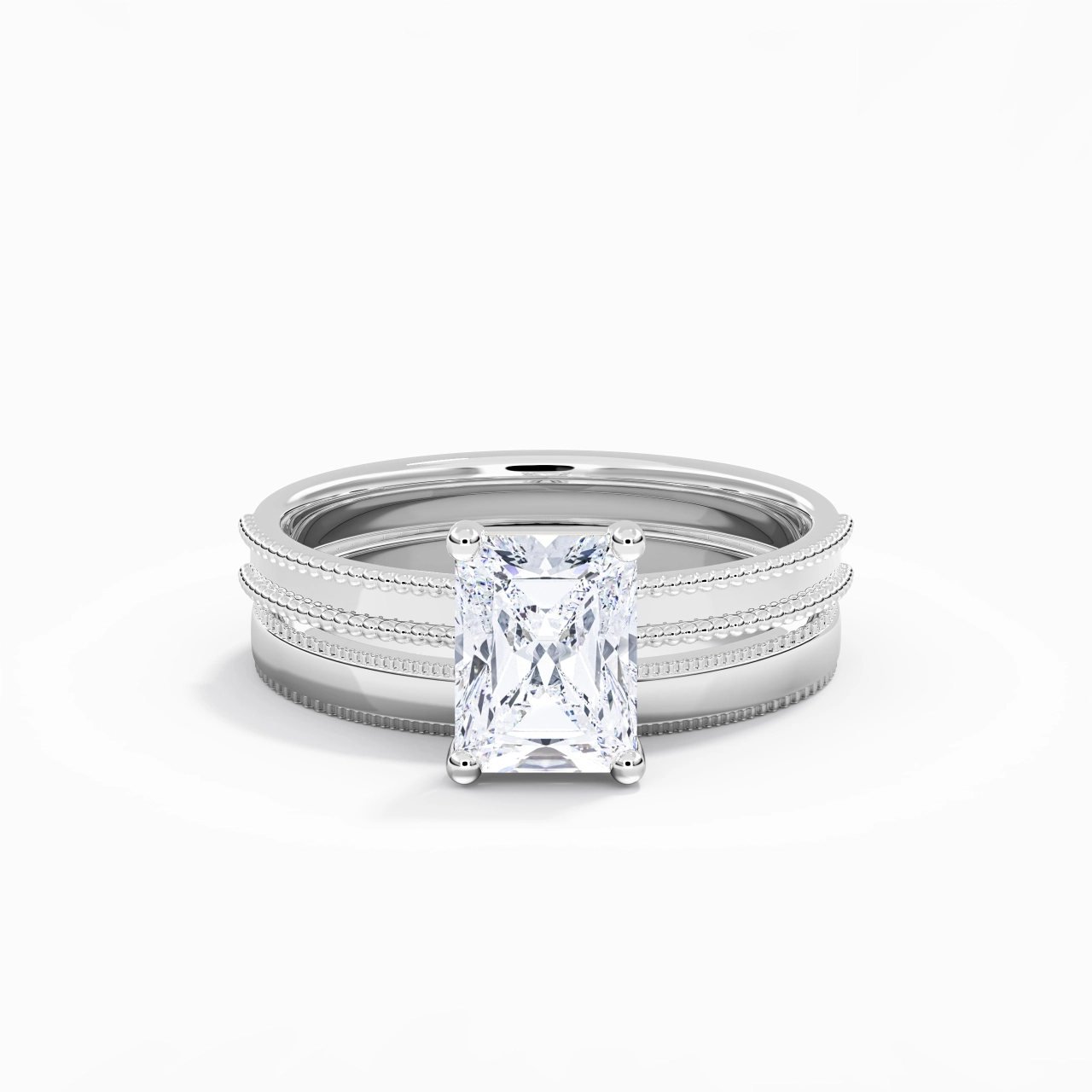 14K White Gold Moissanite Bridal Set