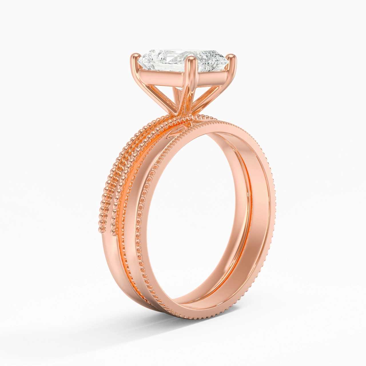18K Rose Gold Moissanite Bridal Set