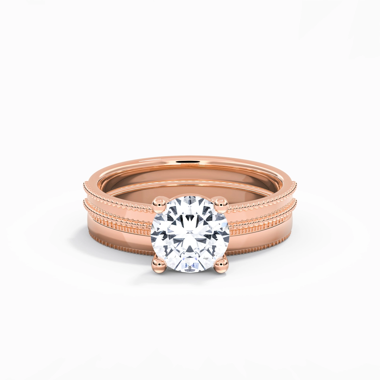 14K Rose Gold Moissanite Bridal Set