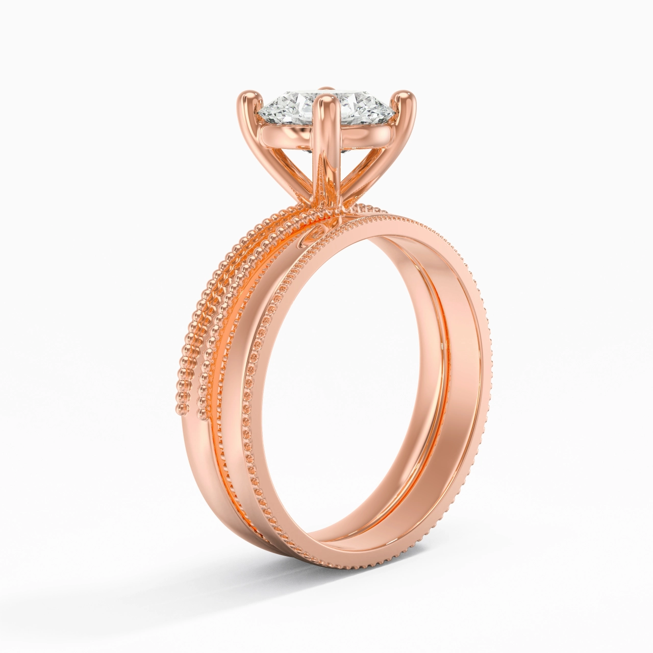 14K Rose Gold Moissanite Bridal Set
