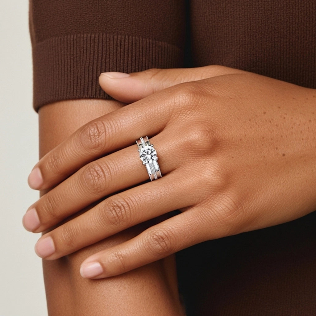 14K White Gold Moissanite Bridal Set