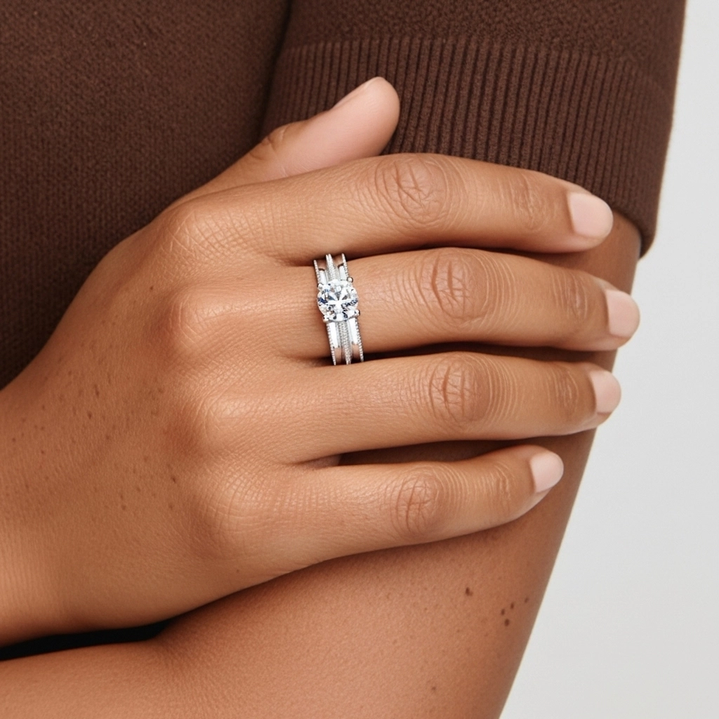 14K White Gold Moissanite Bridal Set