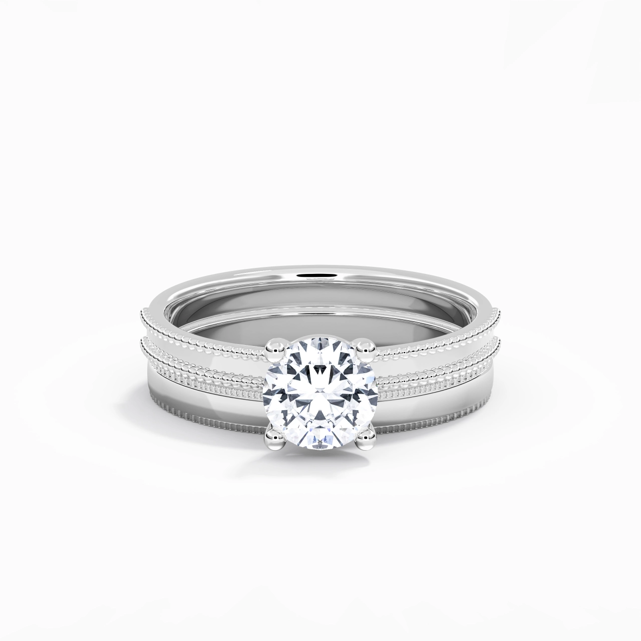 14K White Gold Moissanite Bridal Set