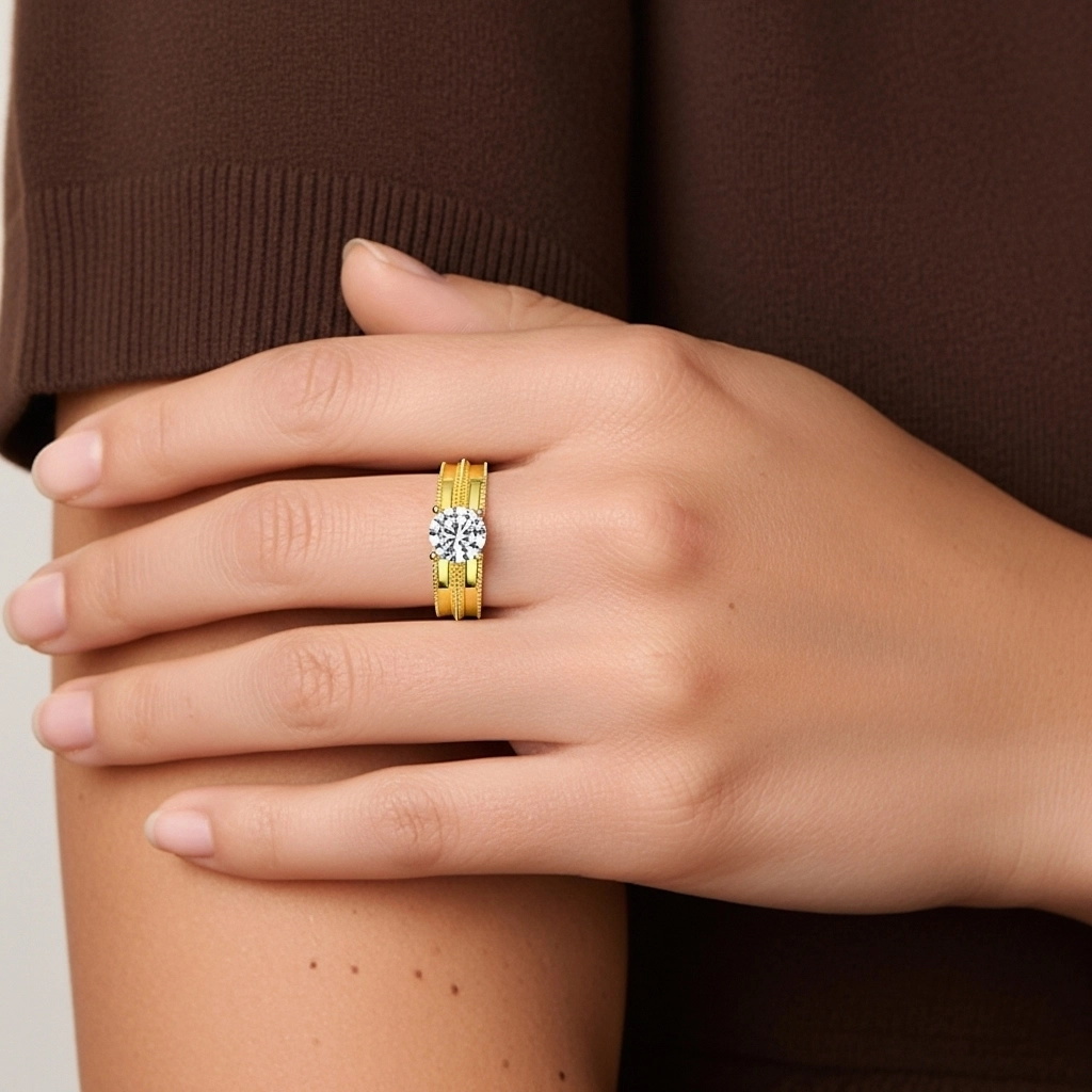 18K Gold Moissanite Bridal Set