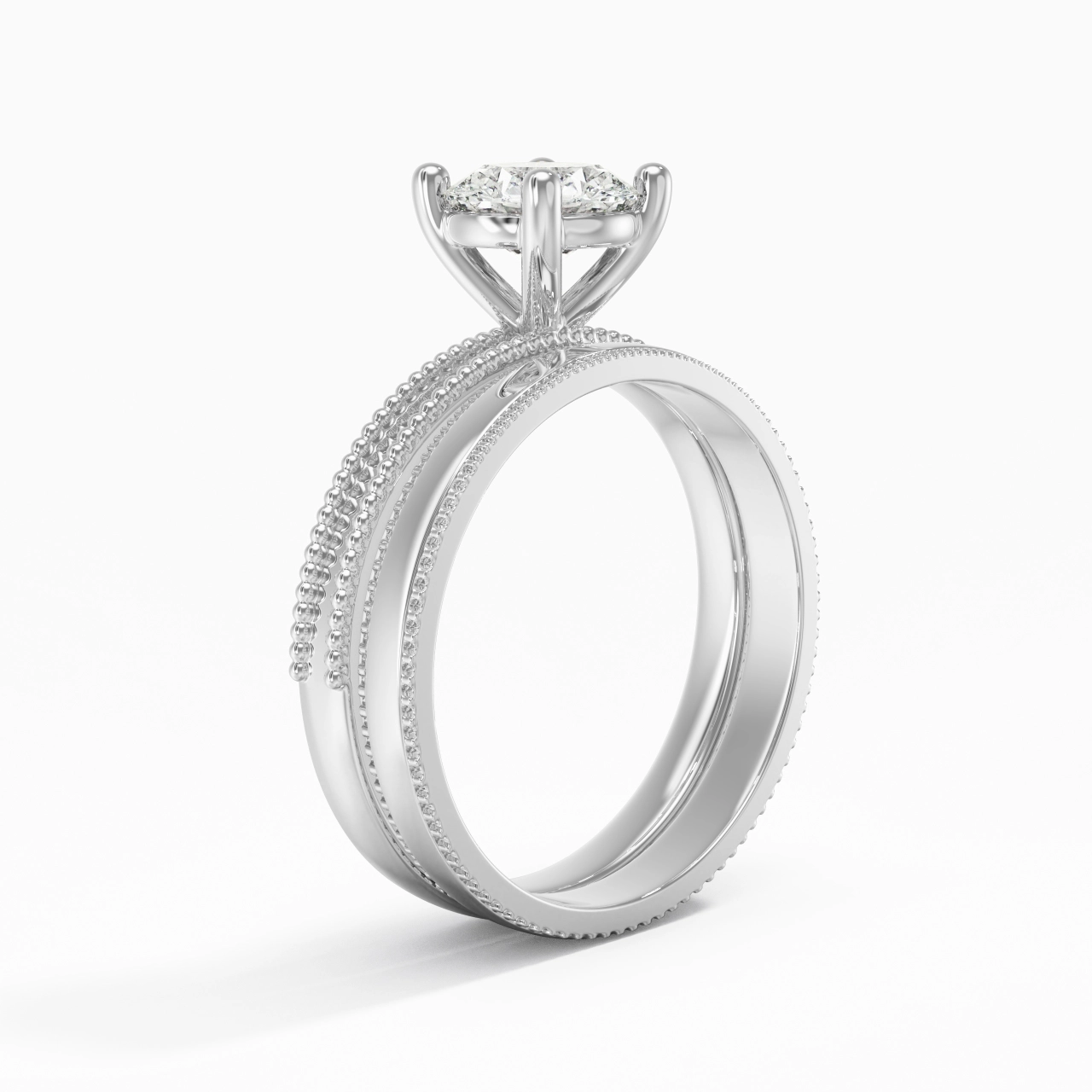 14K White Gold Moissanite Bridal Set