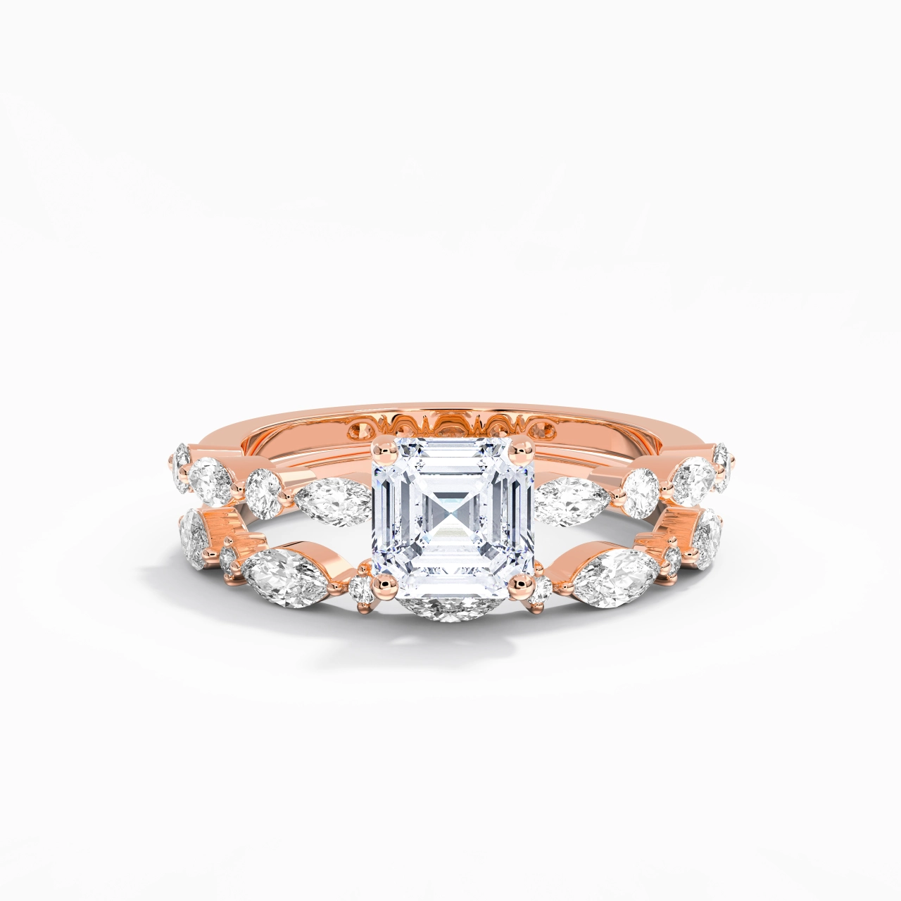 White Moissanite Wedding Ring Set