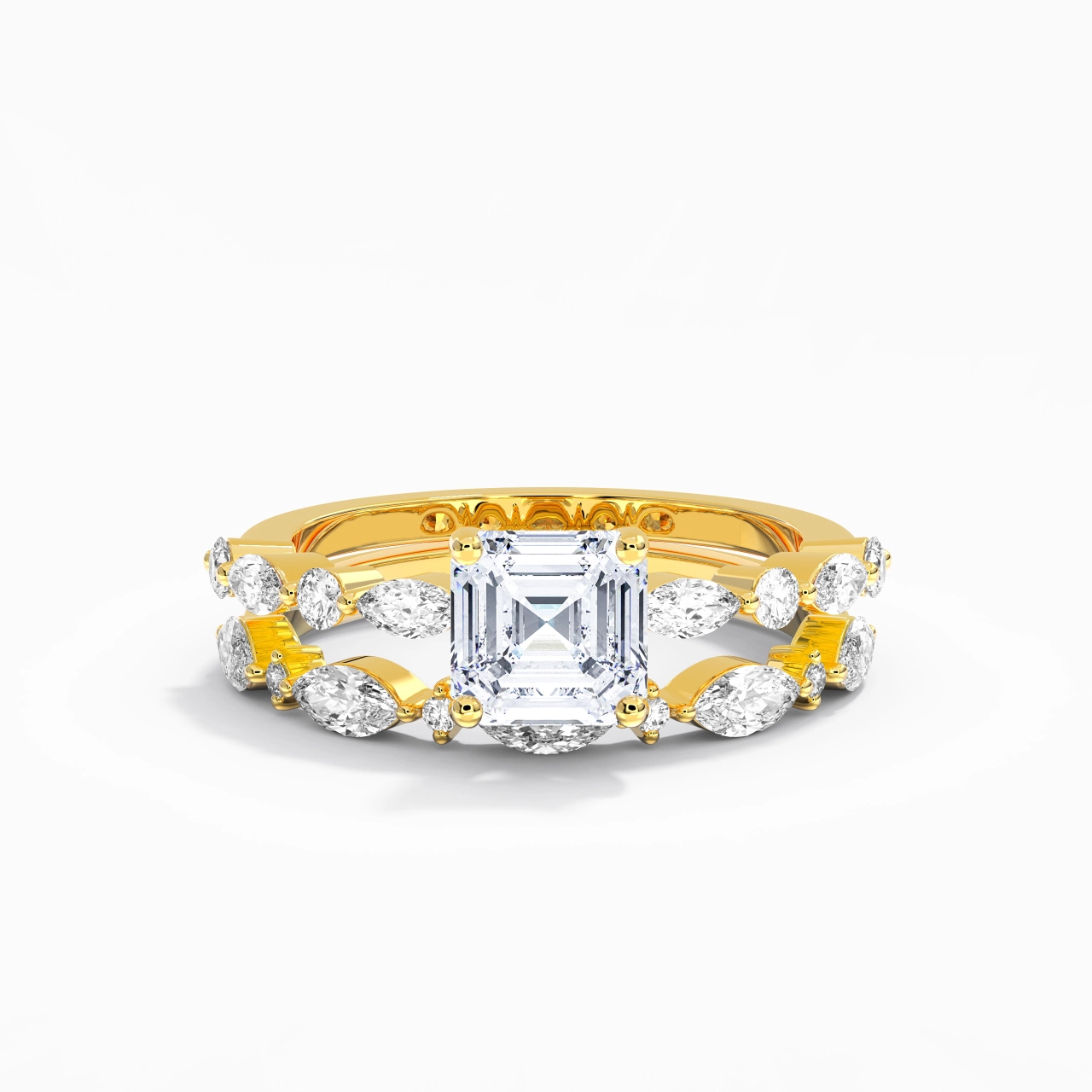White Moissanite Wedding Ring Set