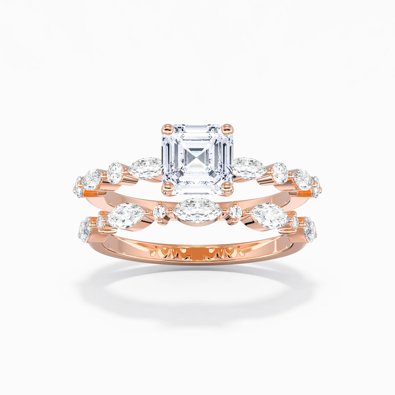 White Moissanite Wedding Ring Set