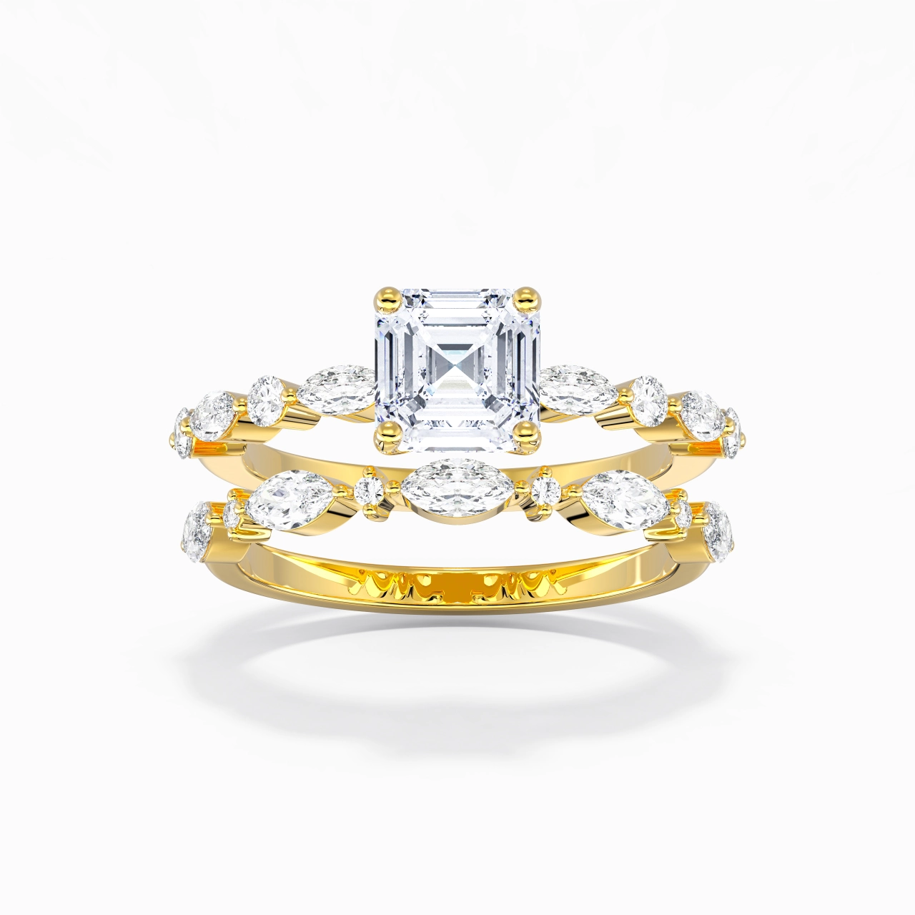 White Moissanite Wedding Ring Set