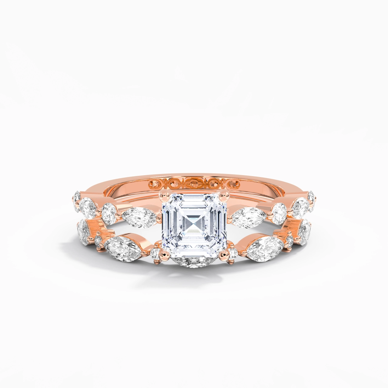 White Moissanite Wedding Ring Set