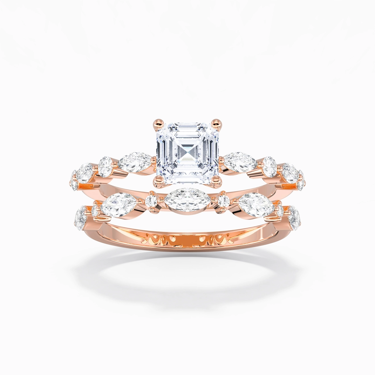 White Moissanite Wedding Ring Set