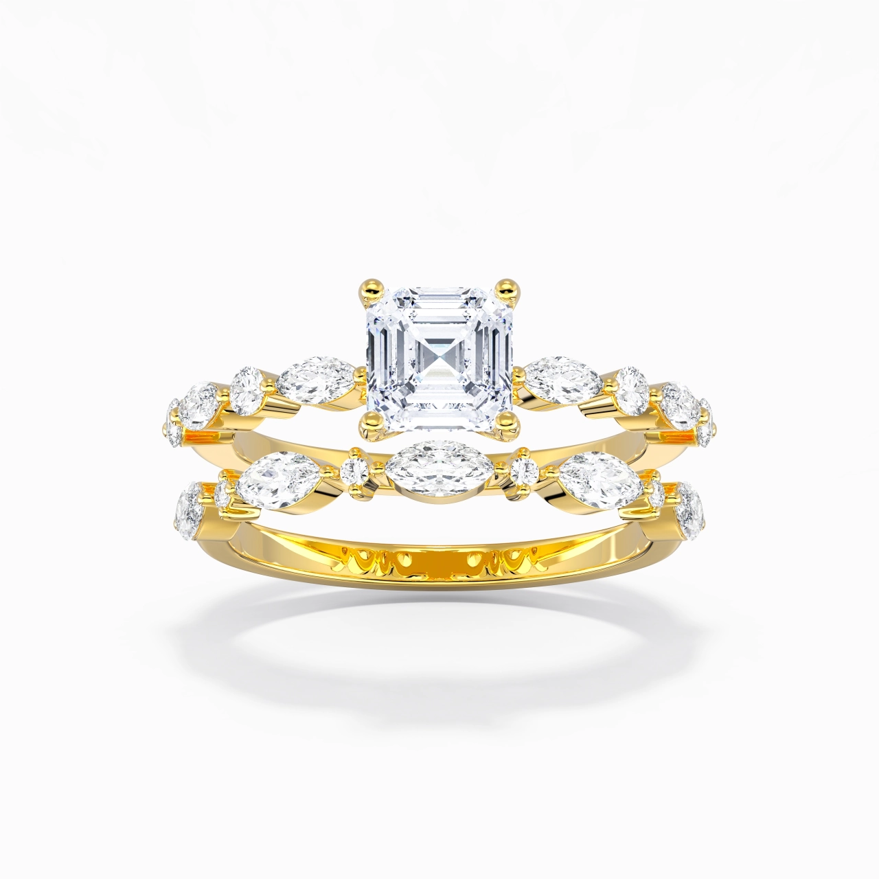 White Moissanite Wedding Ring Set