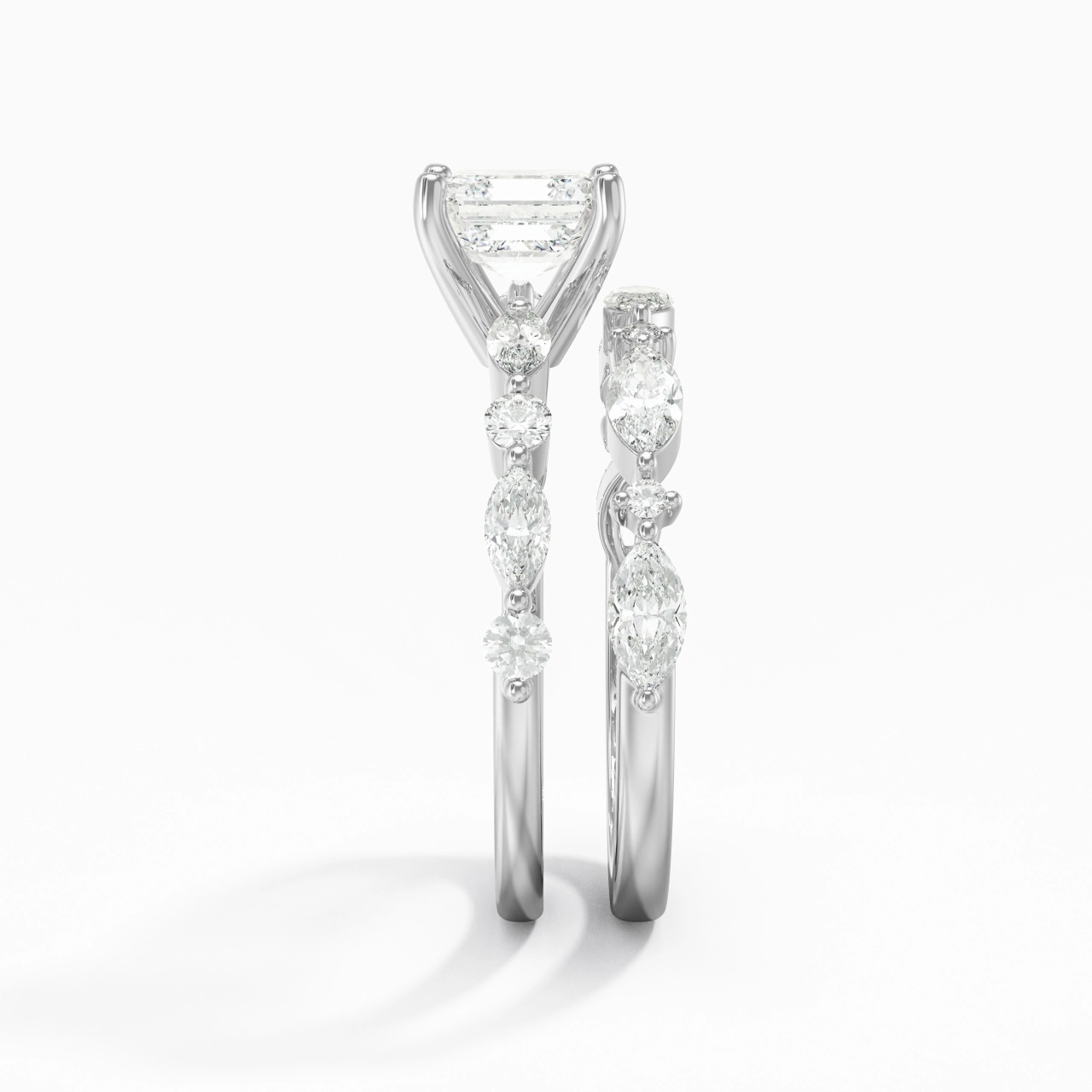 White Moissanite Wedding Ring Set